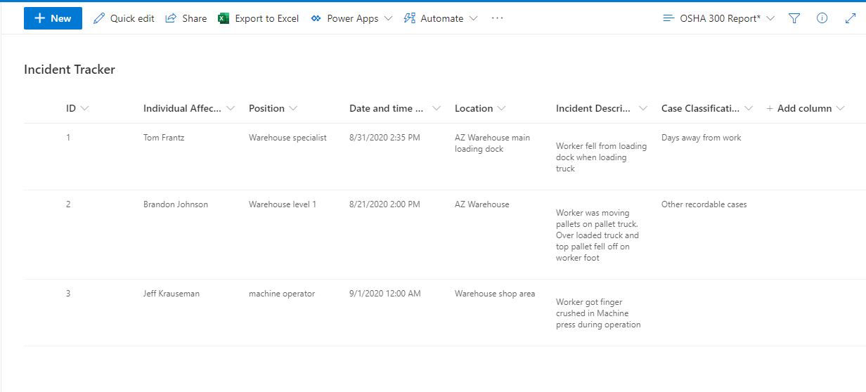 screenshot of SP Safety